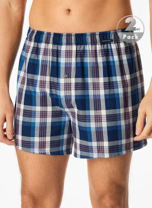 Schiesser Herren Boxershorts blau Reine Baumwolle Gemustert