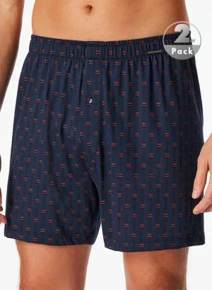 Schiesser Herren Boxershorts blau Reine Baumwolle Gemustert