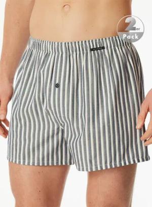 Schiesser Herren Boxershorts blau Reine Baumwolle Gemustert,unifarben