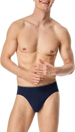 Schiesser Herren Slip blau Baumwolle unifarben