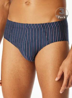 Schiesser Herren Slips blau Baumwolle & Mix Gestreift