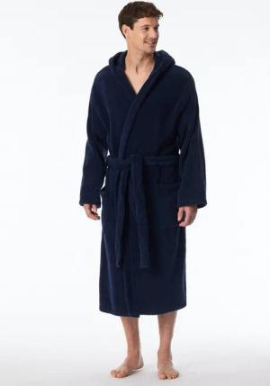 Schiesser Herrenbademantel Essentials, Midilänge, Baumwolle, Kapuze, Gürtel, in weicher, behaglicher Frottee-Qualität
