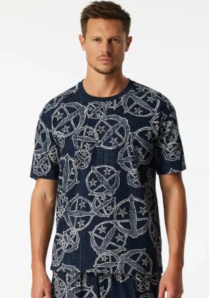 Schiesser Kurzarmshirt "Schiesser 150 Years" Rundhalsausschnitt, Baumwolle, Allover-Print