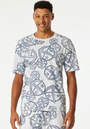 Schiesser Kurzarmshirt "Schiesser 150 Years" Rundhalsausschnitt, Baumwolle, Allover-Print