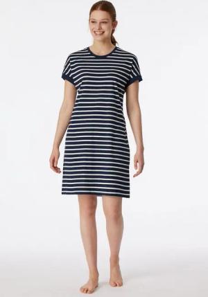 Schiesser Nachthemd Casual Essentials mit garngefärbten Streifen und sportlichen Taschen