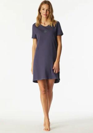 Schiesser Nachthemd "Casual Essentials" mit Statement-Print, Baumwolle, kurzärmelig, Rundhalsausschnitt