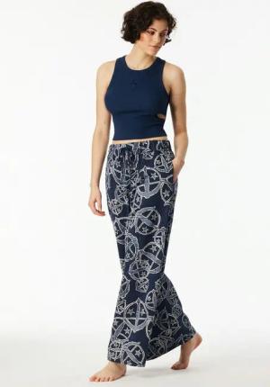 Schiesser Pyjamahose Mix + Relax seitliche Taschen, weites Bein, Baumwolle, Bindekordel