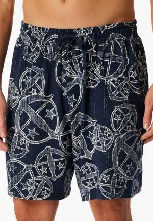 Schiesser Pyjamashorts Schiesser 150 Years seitliche Taschen, Allover-Druck, Baumwolle