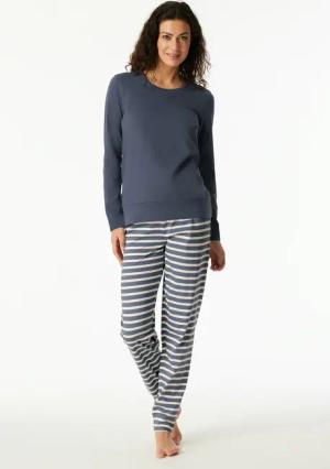 Schiesser Schlafanzug "Casual Essentials" 2 tlg. Baumwolle, Rundhalsausschnitt, langärmelig