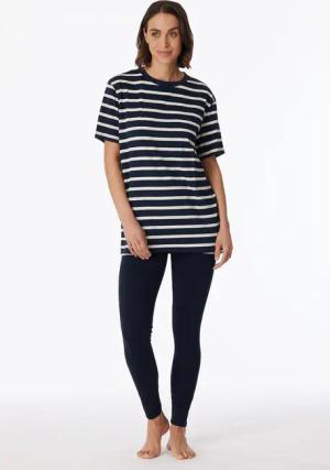 Schiesser Schlafanzug "Casual Essentials" 2 tlg. mit längerem Schnitt und modischen Streifen