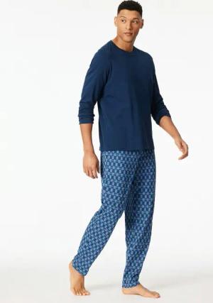 Schiesser Schlafanzug Casual Essentials (2 tlg) mit unifarbenem Langarmshirt mit rundem Halsausschnitt