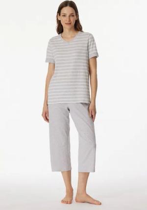 Schiesser Schlafanzug Casual Essentials mit modisch umgeschlagenen Ärmeln