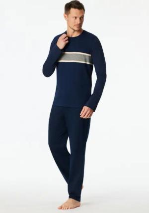 Schiesser Schlafanzug Casual Nightwear (2 tlg) mit langen Ärmeln und Rundhalsausschnitt