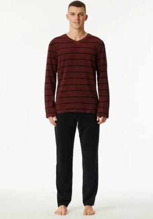 Schiesser Schlafanzug Casual Nightwear (2 tlg) seitliche Taschen, wärmend, Frottee, V-Ausschnitt, Langarm