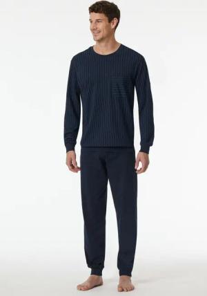 Schiesser Schlafanzug "Comfort Essentials" 2 tlg. mit gestreiftem Oberteil