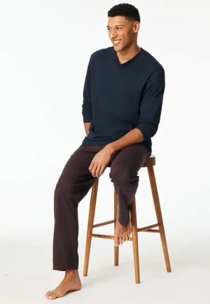 Schiesser Schlafanzug "Comfort Essentials" 2 tlg. mit V-Ausschnitt und aufgesetzter Brusttasche