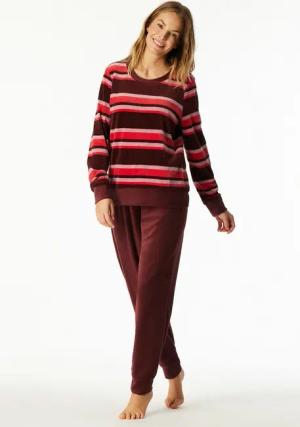 Schiesser Schlafanzug Comfort Nightwear Baumwollmischung, Rundhals-Ausschnitt, langärmelig, Velour-Qualität