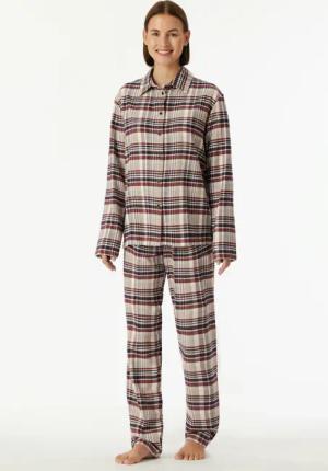 Schiesser Schlafanzug "Familiy" 2 tlg. kariert, Knöpfe vorn, Baumwolle, langärmelig