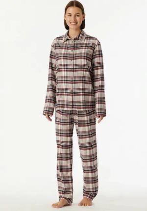 Schiesser Schlafanzug Familiy (2 tlg) kariert, Knöpfe vorn, Baumwolle, langärmelig