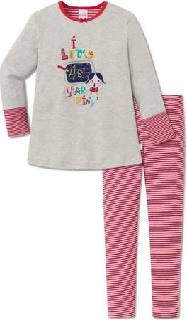 Schiesser Schlafanzug Lotte lernt Lesen (Set, Set) Mädchen Schlafanzug lang, Interlock, 100% Baumwolle