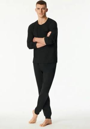 Schiesser Schlafanzug Modern Nightwear (2 tlg) seitliche Taschen, Brusttasche, Langarm, Baumwolle, Single Jersey