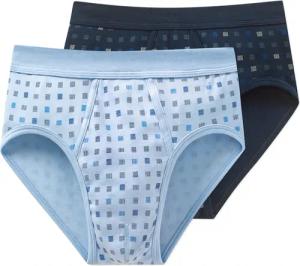 Schiesser Slip "Cotton Essentials" 2er Pack, mit Eingriff, gemustert, Feinripp
