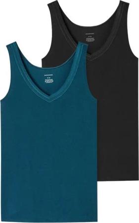 Schiesser Unterhemd Cotton Lace (2-St) Spitzenband am Dekolleté, breite Träger