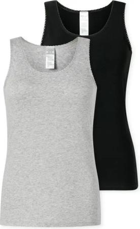 Schiesser Unterhemd Modern Multipacks (2er Pack) mit schmalem Spitzenband, Single Jersey, bequem