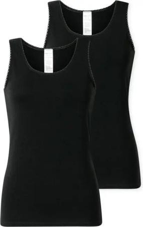 Schiesser Unterhemd Modern Multipacks (2er Pack) mit schmalem Spitzenband, Single Jersey, bequem