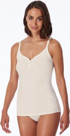 Schiesser Unterhemd Naturschönheit Perlmutt-Knopfleiste, schmale Träger, weich, hüftbedeckend