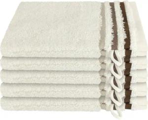 Schiesser Waschhandschuh Skyline Color aus 100 % Baumwolle mit eleganter Streifenbordüre, (5-St), MADE IN GREEN by OEKO-TEX®