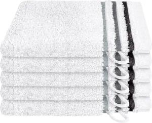 Schiesser Waschhandschuh Skyline Color aus 100 % Baumwolle mit eleganter Streifenbordüre, (5-St), MADE IN GREEN by OEKO-TEX®