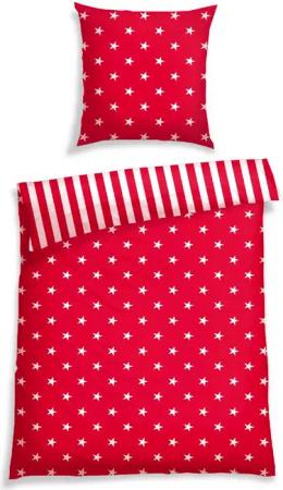 Schiesser Wendebettwäsche Stars & Stripes aus weicher Baumwolle mit Sternenprint, Feinbiber, 2 teilig, MADE IN GREEN by OEKO-TEX®-zertifiziert