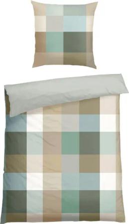 Schiesser Wendebettwäsche Travis aus weicher Baumwolle in klassischem Karo, Feinbiber, 2 teilig, Made in Green