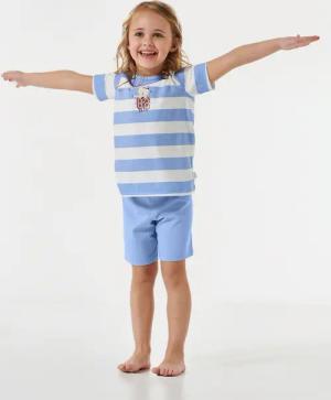 Schlafanzug kurz Blockringel Einhorn weiß - Casual World 98