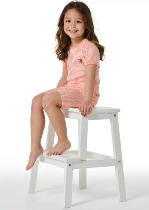 Schlafanzug kurz Feinripp Ringel Sonne apricot - Natural Love 116