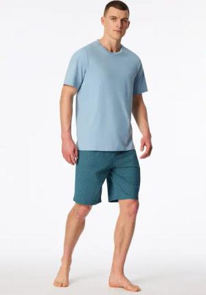 Schlafanzug kurz hellblau gemustert - Casual Essentials 54