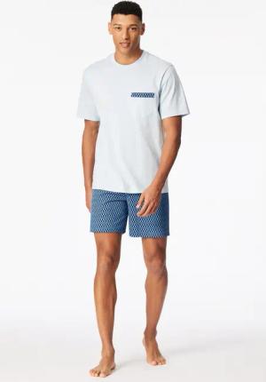 Schlafanzug kurz hellblau gemustert - Comfort Nightwear 58