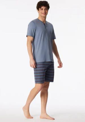 Schlafanzug kurz Knopfleiste blaugrau - Casual Nightwear 58