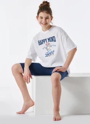Schlafanzug kurz Organic Cotton College Maus weiß - Nightwear 164