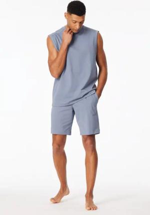 Schlafanzug kurz oversized ärmellos blaugrau - Modern Nightwear 50