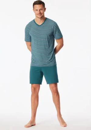 Schlafanzug kurz Ringel grün - Long Life Soft 52