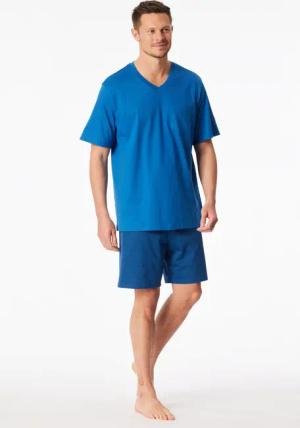 Schlafanzug kurz V-Ausschnitt Brusttasche aquarium gemustert - Comfort Essentials 56