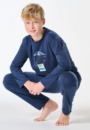Schlafanzug lang Berge dunkelblau - Nightwear 140