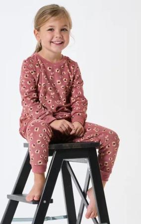Schlafanzug lang Frottee Animal Print altrosa - Kids Nightwear 104