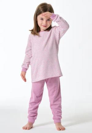 Schlafanzug lang Frottee Bündchen Ringel orchid - Kids Nightwear 128