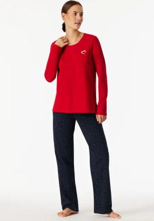 Schlafanzug lang Herz rot - Family 36