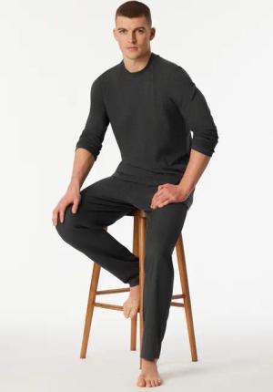 Schlafanzug lang Interlock dunkelgrau-meliert - Selected Premium Warming 58