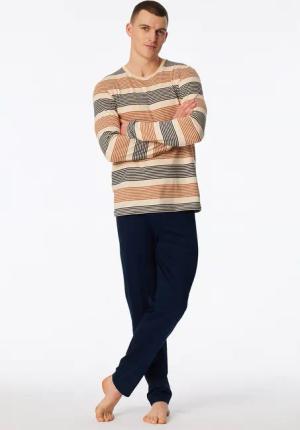 Schlafanzug lang Ringel whisky - Casual Nightwear 52
