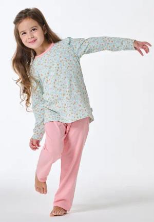 Schlafanzug lang Rüschen Herzchen multicolor - Kids Nightwear 140